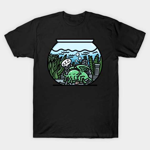 Cthulhu's Fishbowl Dream: A humorous take on the Great Old One T-Shirt by Holymayo Tee